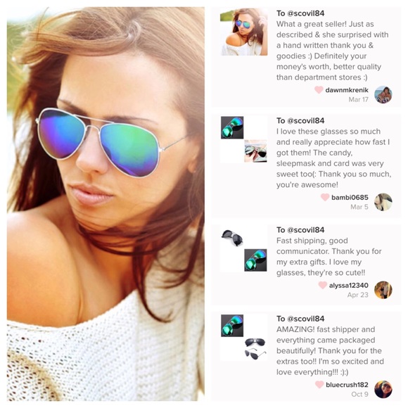 Blue-Green Aviator Sunglasses - Picture 3 of 4