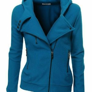 Cobalt Blue Fleece Motorcycle Jacket