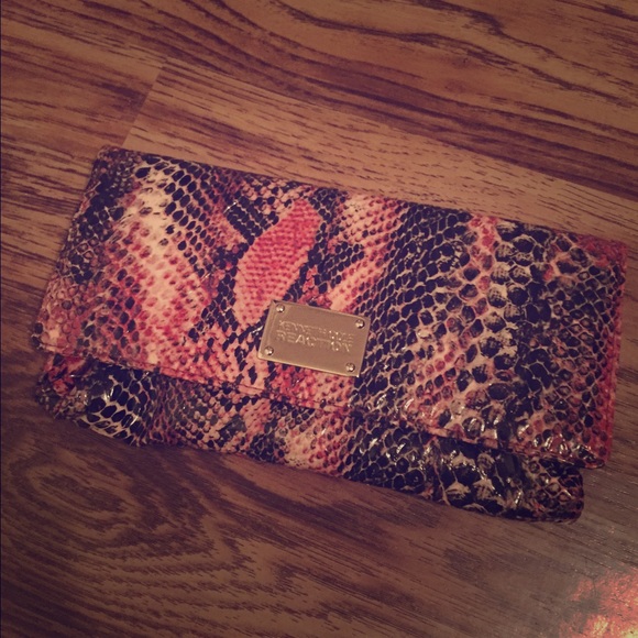 Kenneth Cole Reaction Pink Snakeskin Clutch