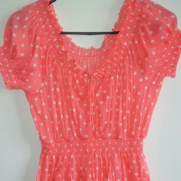 Orange and white polka dot dress shirt - Picture 1 of 3