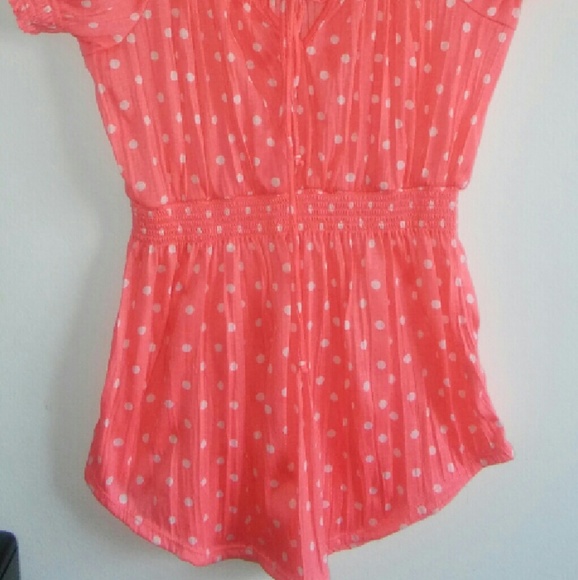 Orange and white polka dot dress shirt - Picture 2 of 3