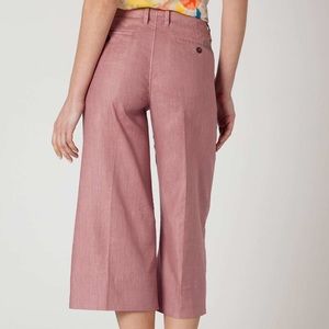 Anthropologie wide leg pink linen capris