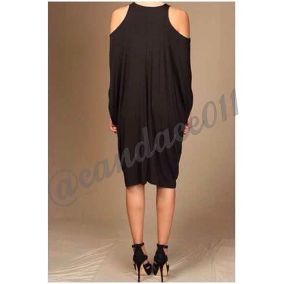 Open Shoulder Jersey Dress (Black)♠️HP!!!♠️ - Picture 4 of 4