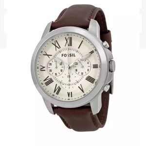 Men's brown leather fossil watch