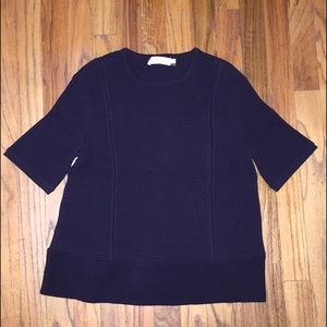 Tory Burch navy short sleeve popover sweater XS