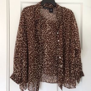 Sheer Animal Twinset in Brown Cream Size 3X