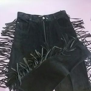 Cedar's Genuine Leather Suede Fringed Pants- Sz 8