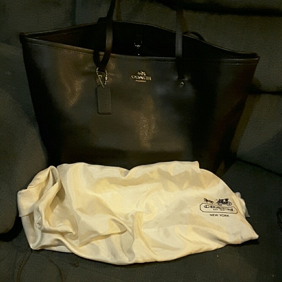 Large black coach tote