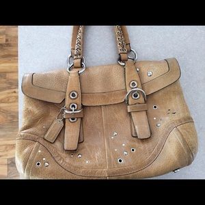 Vintage leather Coach handbag.