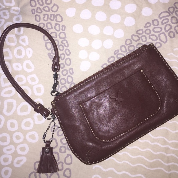 American Eagle genuine leather brown wristlet