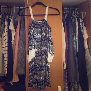 Tribal print off the shoulder dress