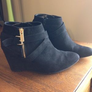 Black suede booties