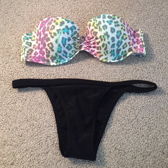Rainbow cheetah print bikini top