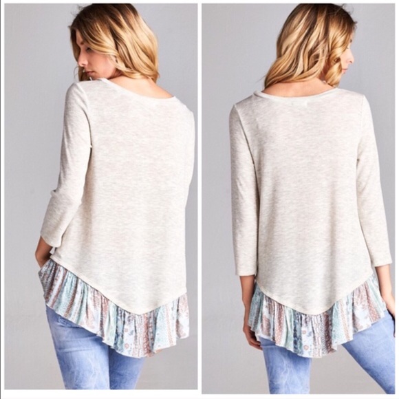 Alabaster Patchwork Ruffle Hem Top Pastel - Picture 2 of 4