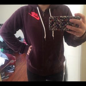Maroon and Pink Nike Hoodie