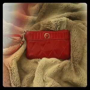 Patent red coach wristlet