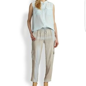 Elie Tahari "Ella" Silk Cargo Pants Sz L