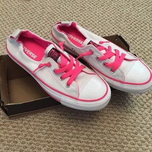 Converse. White and hot pink. Nib!!