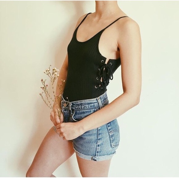 Breath of Youth Dresses & Skirts - Side lace up bodysuit low back bodysuit LAST ONE