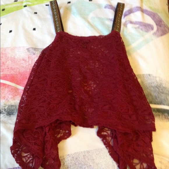 Maroon Lace tank top