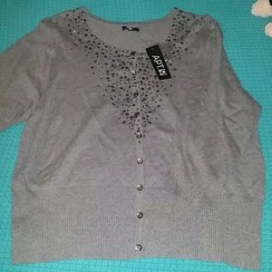 GREY SEQUIN DETAILED CARDIGAN