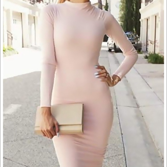 Blush color bodycon dress