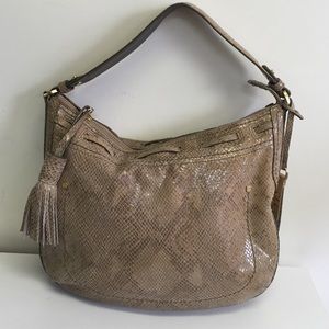 Cole Haan snakeskin tan leather shoulder bag