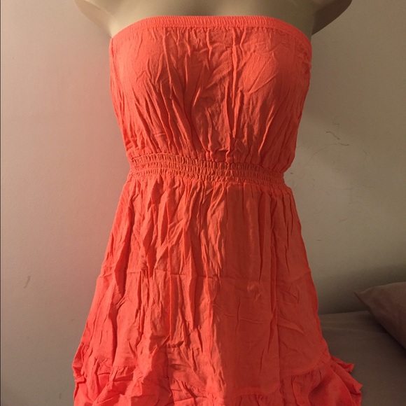 H&M orange strapless sun dress