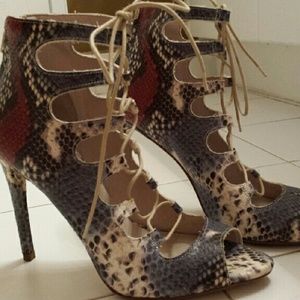 Zara snake print lace up heels