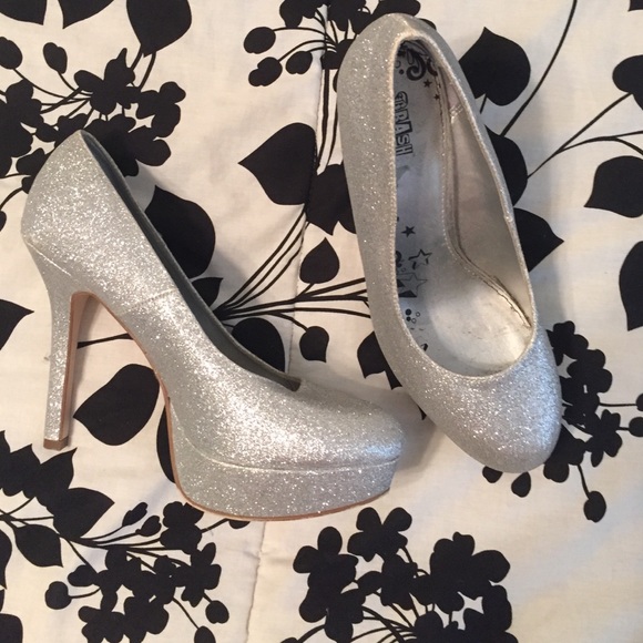 Silver sparkly heels