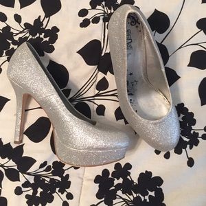 Silver sparkly heels