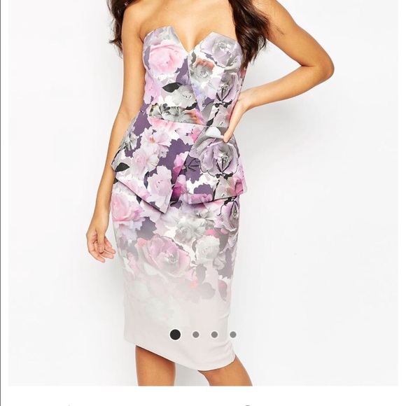 ASOS PETITE Premium Ombre Floral Scuba Dress