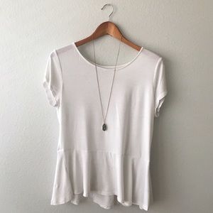 LOFT White Peplum Tee