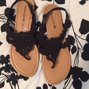 Black lace American Eagle sandals