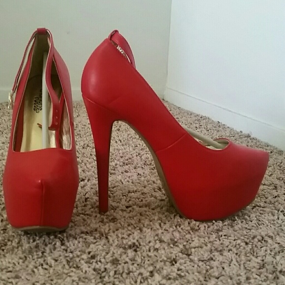Red Uber Pumps with Ankle Straps