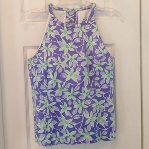Lilly Pulitzer periwinkle and light green shirt.