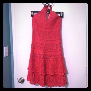 Crochet hot pink dress