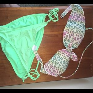 Victoria secret cheetah top with OP green bottoms