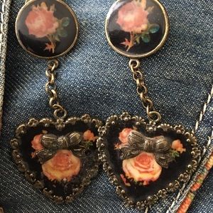 Betsey Johnson Rose Enameled Earrings