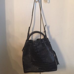 Zara leather croc bag with strap