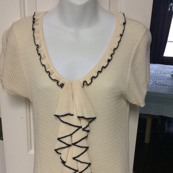 Banana Republic cream ruffle top.