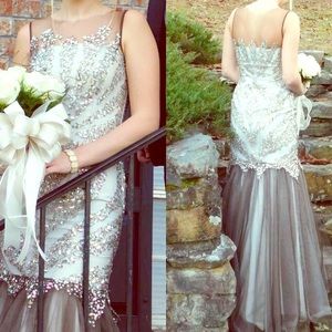 Beautiful champagne and brown beaded mermaid dress