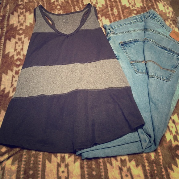 V-Neck Charcoal & Lite Gry X Back Sport Tank🎀