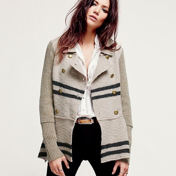MUST GO! Free People Military Stripe Peplum Jacket
