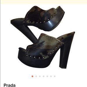 Prada camo mules.  Size 7.  Excellent condition.