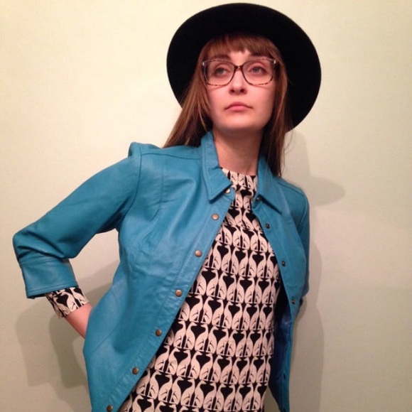 100% Leather jacket in teal