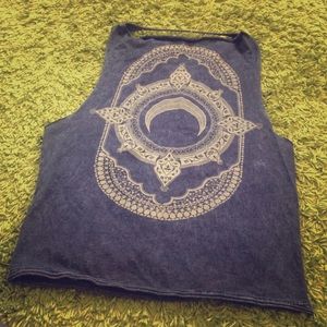 Backless Tank - Acid Washed w Mandala Design