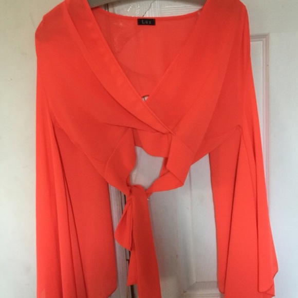 Long butterfly sleeve crop top