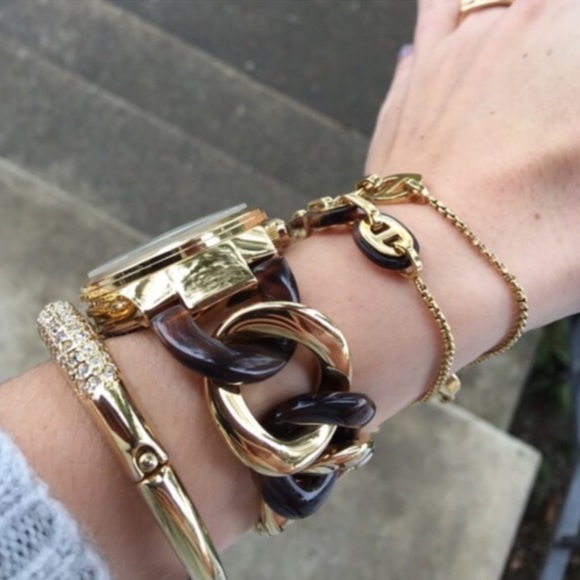 Michael Kors gold tortoise chain chronograph watch - Picture 3 of 4