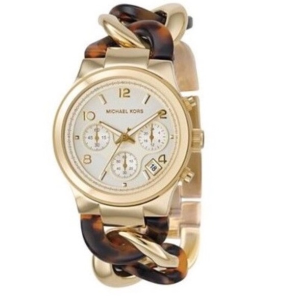 Michael Kors gold tortoise chain chronograph watch - Picture 4 of 4